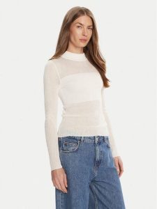 HUGO Sweter Slumy_B 50543045 Écru Slim Fit. Swetry klasyczne Hugo, xl, z wiskozy, bez kołnierzyka. Za 359,99 zł.
