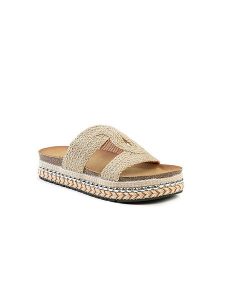 Foreverfolie Klapki w kolorze beżowym rozmiar: 37. Brązowe klapki Foreverfolie, bez wzorów, z otwartym noskiem, bez obcasa, na platformie. Za 69,10 zł.