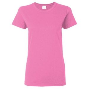 Damska Koszulka T-shirt Krótki Rękaw Top. Fioletowe topy GILDAN, xl, bez wzorów, sportowe, bez kołnierzyka, bez ramiączek. Za 30,99 zł.