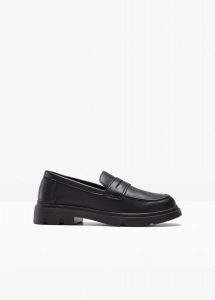 Półbuty loafer chunky. Czarne balerinki bonprix, bez wzorów, bez obcasa, bez zapięcia. Za 124,99 zł.