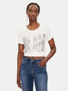 Liu Jo T-Shirt TF4205 JS923 Biały Regular Fit. Białe t-shirty Liu Jo, xs, bez wzorów, z bawełny, bez kołnierzyka, bez ramiączek. Za 219,99 zł.