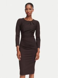 Rinascimento Sukienka koktajlowa CFC0130273003 Brązowy Slim Fit. Brązowe kombinezony Rinascimento, m, bez wzorów, z syntetyku, wizytowe, bez kołnierzyka, bez ramiączek. Za 469,99 zł.