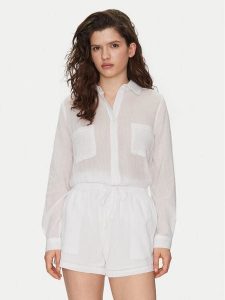 Seafolly Koszula Breeze 55428-TO Biały Regular Fit. Białe koszule Seafolly, l, bez wzorów, z bawełny, bez kołnierzyka, bez ramiączek. Za 219,99 zł.