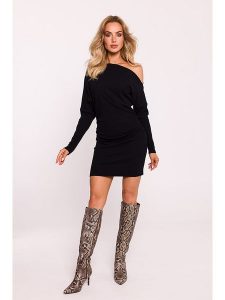 Made of emotion Sukienka w kolorze czarnym rozmiar: L/XL. Czarne sukienki Made Of Emotion, l, bez wzorów, bez kołnierzyka, bez ramiączek, mini. Za 201,55 zł.