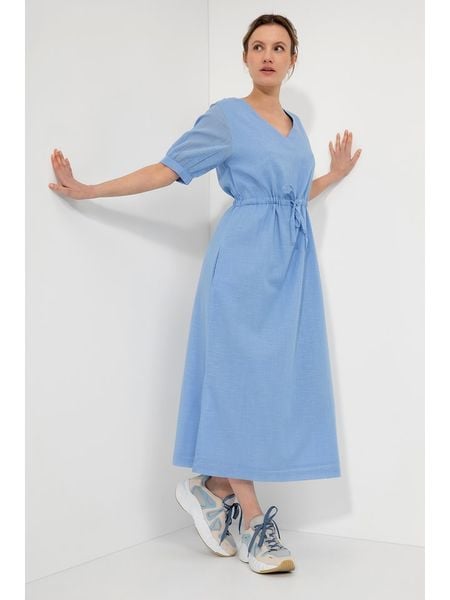 Josephine & Co Sukienka "Grazia" w kolorze niebieskim rozmiar: 36. Niebieskie sukienki Josephine & Co, bez wzorów, z bawełny, bez kołnierzyka, bez ramiączek, midi. Za 188,80 zł.