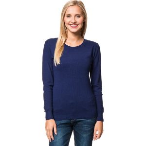 Sweter w kolorze granatowym. Niebieskie swetry klasyczne marki William de Faye, z kaszmiru, z okrągłym kołnierzem. W wyprzedaży za 113,95 zł.