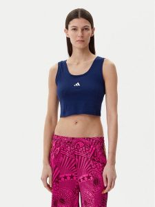 Adidas Top Essentials Small Logo JC5939 Granatowy Slim Fit. Niebieskie topy ADIDAS, l, bez wzorów, z bawełny, bez kołnierzyka, bez ramiączek. Za 59,99 zł.