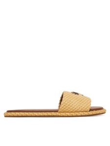 LOVE MOSCHINO Klapki JA28252G0OJR5107 Beżowy. Brązowe klapki LOVE MOSCHINO, bez wzorów, z materiału, bez obcasa. Za 493,99 zł.