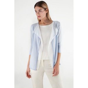Kardigan w kolorze błękitnym. Kardigany marki Far Far Fashion. W wyprzedaży za 79,95 zł.