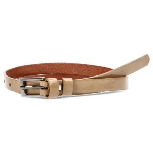 Beżowy Elegancki Pasek Damski Armodo. Brązowe paski Armodo, bez wzorów, z jeansu, eleganckie. Za 69,00 zł.
