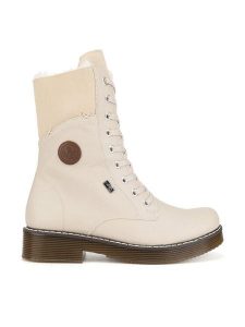 Rieker Botki 70048-60 Beżowy. Brązowe botki Rieker, bez wzorów, z materiału, bez obcasa, na płaskiej podeszwie, bez zapięcia. Za 299,99 zł.
