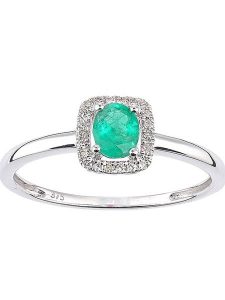 Revoni Złoty pierścionek z diamentami i szmaragdem rozmiar: 52. Szare pierścionki Revoni, z diamentem, złote. Za 1 391,99 zł.