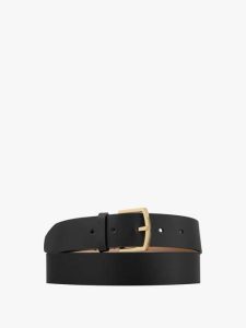 Czarny pasek ze skóry licowej. Czarne paski Ryłko, bez wzorów, ze skóry, eleganckie. Za 129,99 zł.