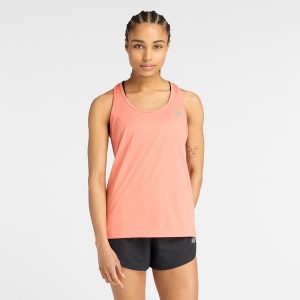 Koszulka damska New Balance WT51253FAR – pomarańczowa. Brązowe bluzki New Balance, xs, z aplikacjami, z materiału, sportowe, bez kołnierzyka, bez ramiączek. Za 59,99 zł.