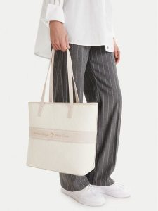 Beverly Hills Polo Club Torebka EO-BHPC-L-012-09 Écru. Shopper bag Beverly Hills Polo Club, bez wzorów, z materiału, bez dodatków. Za 299,99 zł.