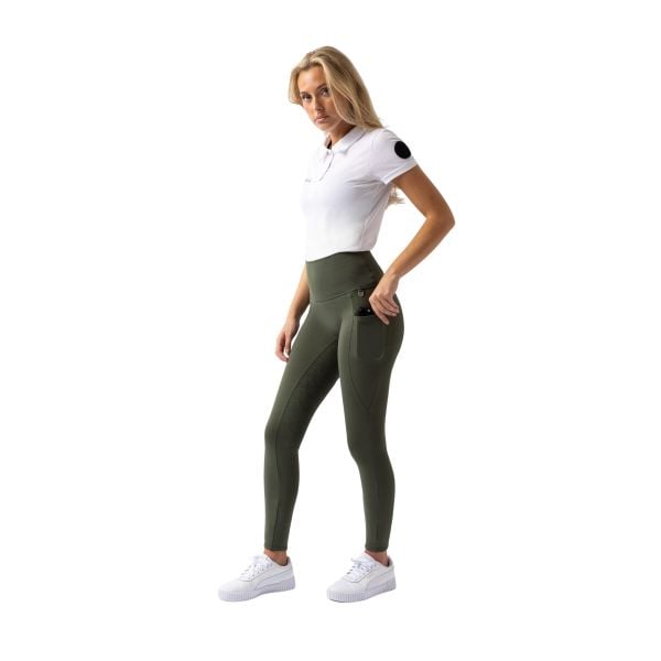 Damskie legginsy jeździeckie z pełną przyczepnością Horze Gillian. Zielone legginsy HORZE, bez wzorów, z elastanu. Za 282,00 zł.