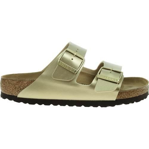 Klapki damskie Birkenstock Arizona BS. Brązowe klapki Birkenstock, bez wzorów, z materiału, bez obcasa. Za 309,00 zł.
