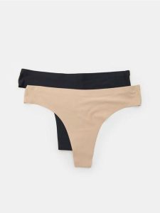 Bezszwowe majtki stringi 2 pack - kremowy. Białe stringi Sinsay, bez wzorów. Za 12,99 zł.