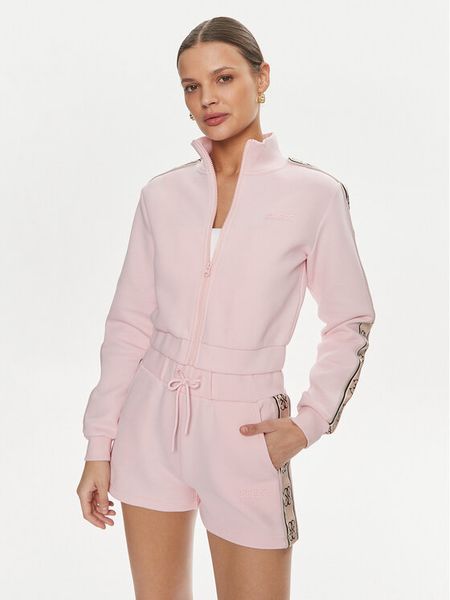 Guess Bluza V3RQ12 KB3P2 Różowy Regular Fit. Czerwone bluzy Guess, l, z aplikacjami, z bawełny, bez kaptura. Za 219,99 zł.