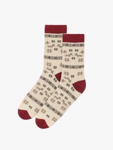 Bawełniane skarpety w ozdobny print. Brązowe skarpetki Ryłko, bez wzorów, z bawełny. Za 24,99 zł.