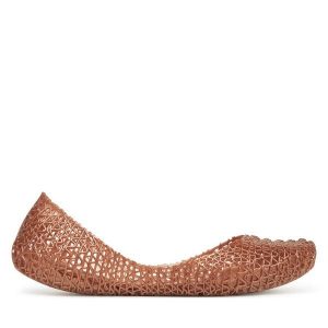 Baleriny Melissa. Brązowe balerinki Melissa, bez wzorów, bez obcasa, bez zapięcia. Za 259,99 zł.