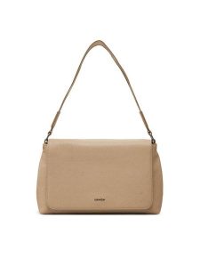 Calvin Klein Torebka Ck Must Satchel_Mono K60K613181 Beżowy. Brązowe torebki klasyczne Calvin Klein, bez wzorów, ze skóry, bez dodatków. Za 349,99 zł.