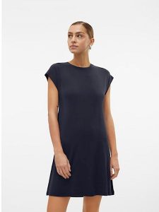 Vero Moda Sukienka w kolorze granatowym rozmiar: XL. Niebieskie sukienki Vero Moda, na co dzień, xl, bez wzorów, bez kołnierzyka, bez ramiączek, mini, proste. Za 79,03 zł.