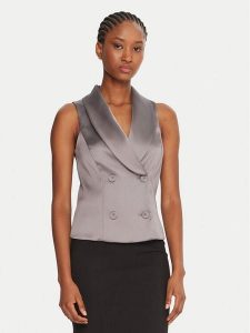 Rinascimento Kamizelka garniturowa CFC0124958003 Beżowy Slim Fit. Brązowe kamizelki Rinascimento, xs, bez wzorów, z syntetyku, bez kołnierzyka, bez ramiączek, bez kaptura. Za 369,99 zł.