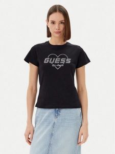 Guess T-Shirt V5GI10 K9RM1 Czarny Regular Fit. Czarne t-shirty Guess, l, z aplikacjami, z bawełny, bez kołnierzyka, bez ramiączek. Za 119,99 zł.