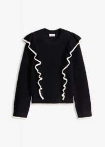 Sweter z cienkiej dzianiny z mieszanki bawełny. Czarne swetry klasyczne bonprix, z bawełny, bez kołnierzyka. Za 129,99 zł.