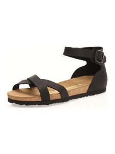 Comfortfusse Skórzane sandały w kolorze czarnym rozmiar: 41. Czarne sandały Comfortfüße, bez wzorów, z otwartym noskiem, bez obcasa, bez zapięcia. Za 228,38 zł.