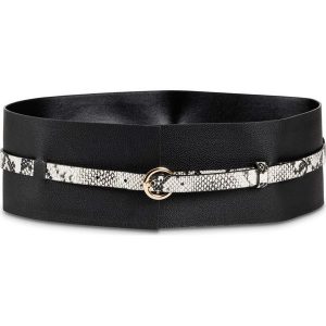 Pasek bonprix czarno-srebrny kolor. Paski marki bonprix. Za 44,99 zł.