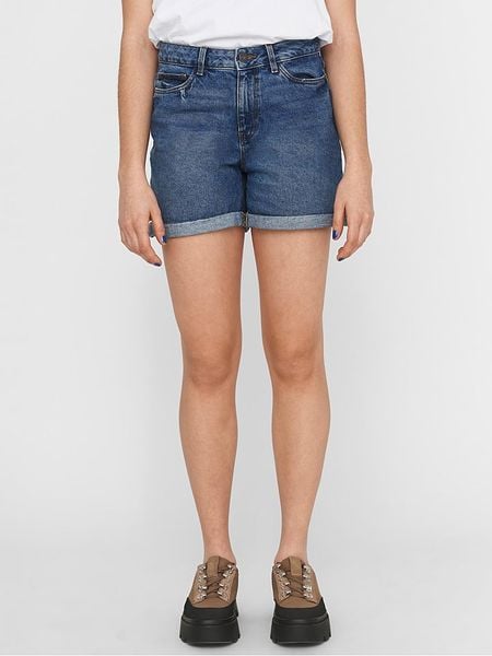 Noisy may Szorty dżinsowe "Smiley" w kolorze granatowym rozmiar: XL. Niebieskie szorty Noisy may, bez wzorów, z bawełny, klasyczne, z podwyższonym stanem. Za 78,47 zł.