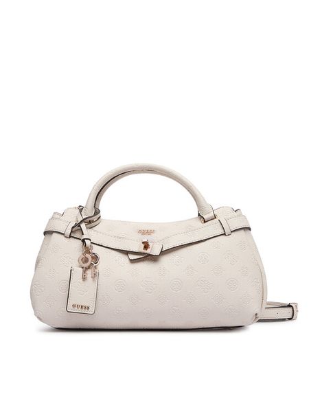 Guess Torebka Ella Logo HWPD97 46050 Kremowy. Białe kuferki Guess, z aplikacjami, ze skóry, bez dodatków. Za 584,99 zł.