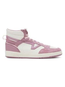 Vans Skórzane sneakersy "Lowland Mid CC JMP" w kolorze biało-jasnoróżowym rozmiar: 36. Białe trampki Vans, bez wzorów, z materiału, za kostkę, bez zapięcia. Za 162,49 zł.