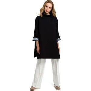Czarna Nowoczesna Miejska Bluza z Podszewką w Kratkę. Bluzy marki 4f. Za 142,90 zł.