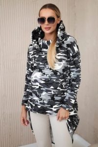 Bluza z długim tyłem moro szary+czarny. Czarne bluzy KESI, l, bez wzorów, z bawełny, bez kaptura. Za 258,24 zł.