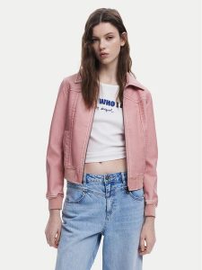 Desigual Kurtka z imitacji skóry 25SWEW47 Różowy Loose Fit. Czerwone kurtki Desigual, xxl, bez wzorów, ze skóry, bez kaptura. Za 499,99 zł.