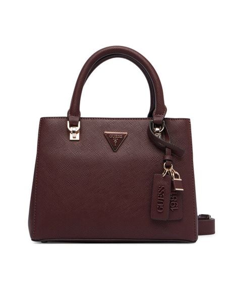 Guess Torebka Noelle II HWZG96 72050 Bordowy. Czerwone kuferki Guess, z aplikacjami, ze skóry, bez dodatków. Za 571,99 zł.