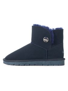 NICEBAY Skórzane botki zimowe "Beila" w kolorze granatowym rozmiar: 38. Niebieskie botki NICEBAY, na zimę, bez wzorów, z materiału, bez obcasa, bez zapięcia. Za 230,04 zł.