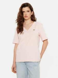 Lacoste T-Shirt TF7300 Różowy Regular Fit. Czerwone t-shirty Lacoste, bez wzorów, z bawełny, bez kołnierzyka, bez ramiączek. Za 259,99 zł.