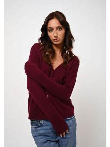 AUTHENTIC CASHMERE Kaszmirowy kardigan "Chalais" w kolorze bordowym rozmiar: M. Czerwone kardigany AUTHENTIC CASHMERE, m, bez wzorów, z kaszmiru, bez ramiączek. Za 354,94 zł.