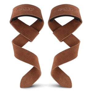 Skórzane paski do podnoszenia ciężarów 4FIZJO Deadlift Straps. Brązowe paski 4FIZJO, bez wzorów, ze skóry, sportowe. Za 45,00 zł.