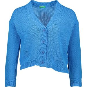 Kardigan w kolorze niebieskim. Kardigany marki Benetton. W wyprzedaży za 76,95 zł.