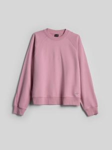 4F Bluza dresowa loose bez kaptura damska - różowa XS. Czerwone bluzy 4f, l, bez wzorów, z bawełny, bez kaptura. Za 129,99 zł.