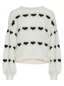 Pieces Sweter w kolorze biało-czarnym rozmiar: S. Białe swetry oversize Pieces, s, bez wzorów, ze splotem, bez ramiączek. Za 83,42 zł.