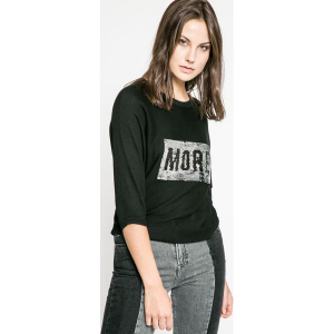 Only - Bluzka. Szare bluzki marki ONLY, z aplikacjami, z dzianiny, casualowe, z okrągłym kołnierzem. W wyprzedaży za 49,90 zł.