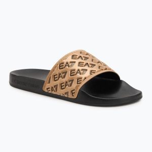 Klapki EA7 Emporio Armani Water Sports All Over. Czarne klapki EA7 Emporio Armani, bez wzorów, z materiału, bez obcasa. Za 149,99 zł.