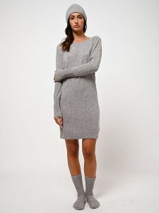 AUTHENTIC CASHMERE Kaszmirowa sukienka "Armet" w kolorze szarym rozmiar: M. Szare sukienki AUTHENTIC CASHMERE, m, bez wzorów, z kaszmiru, bez kołnierzyka, bez ramiączek, mini. Za 325,03 zł.
