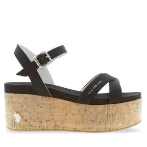 Sandały U.S. Polo Assn. Czarne sandały U.S. Polo Assn., bez wzorów, bez obcasa, na koturnie, bez zapięcia. Za 419,99 zł.